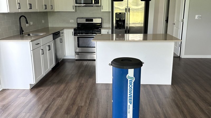 BIOSWEEP machine deployed in a modern Chicagoland kitchen during a cooking odor treatment